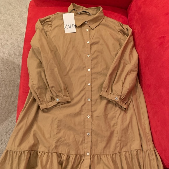 Zara cotton shirt dress with jewel button - Picture 10 of 12